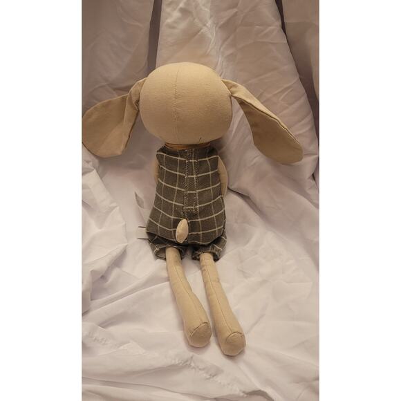Hearth & Home Magnolia Bunny Rabbit Beige Green Checkered Outfit Doll 14 Inches - Picture 2 of 7